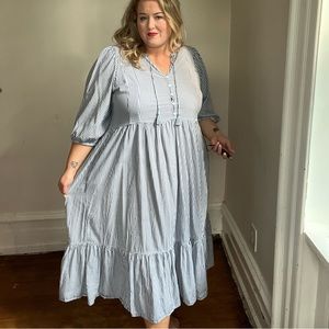 Blue and White Striped Dress